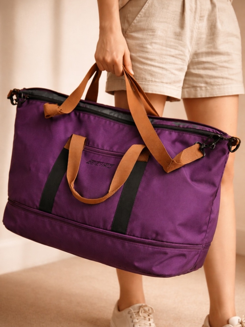 Beichao Purple Weekender Duffel Bag Travel Gym Tote Large Carryall
